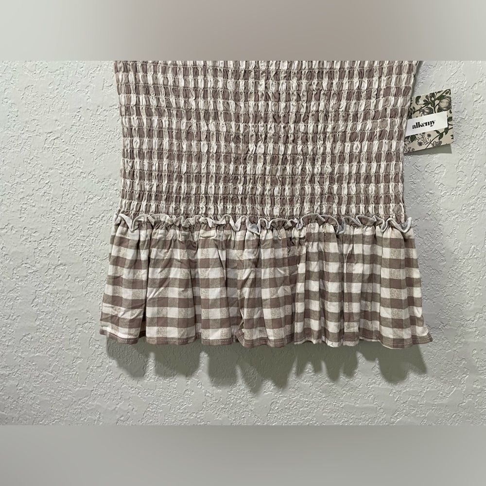 NWT Smocked Plaid Ruffle Women’s Mini Skirt - Picture 3 of 5